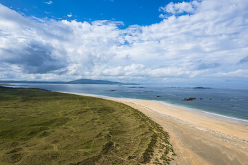 White Strand Beach aerial drone view on Atlantic
