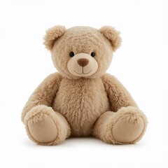 Obraz premium Soft plush teddy bear sitting on white background 