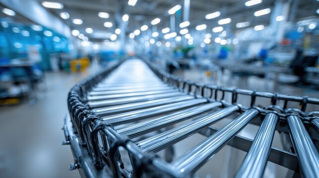 Roller Conveyor in Manufacturing Facility