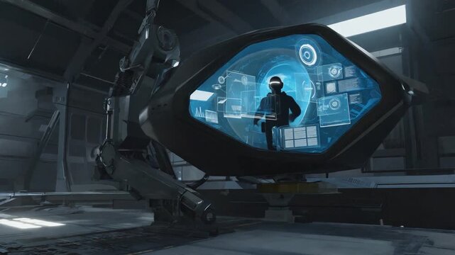 Astronaut in a flight simulator.
