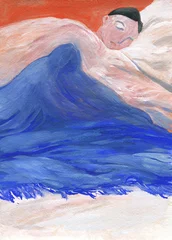 woman in the bed. watercolor  illustration © Anna Ismagilova