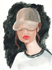 young woman with hat. watercolor painting. illustration © Anna Ismagilova