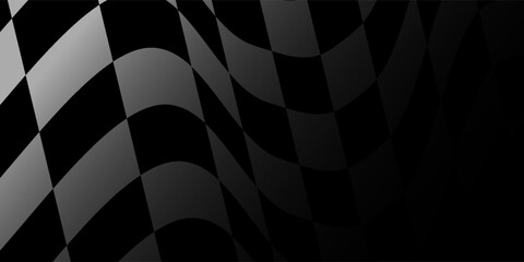 Checkered black and white racing flag on white. Copy space. vector illustration