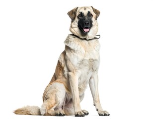 Obraz premium Sitting dog, medium-sized, light tan and brown