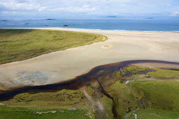 White Strand Beach aerial drone view on Atlantic