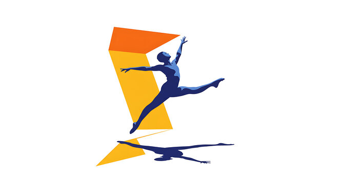 Dynamic Abstract Dancer Leaping with Geometric Shapes – Vector Illustration of Graceful Movement and Artistic Performance