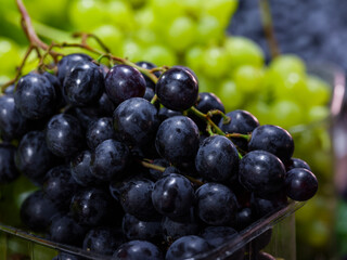 fresh grapes at organic market