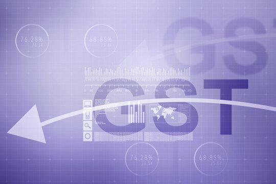 2d rendering GST Tax India with business graph
