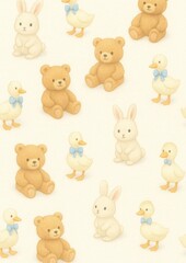 Cute animal pattern illustration