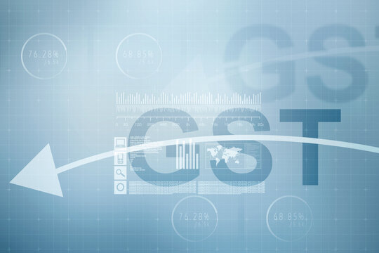 2d rendering GST Tax India with business graph
