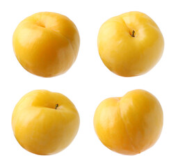 Fresh ripe cherry plums isolated on white, set