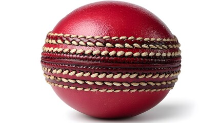Vibrant Red Cricket Ball Close-Up with Stitched Seam for sports concept
