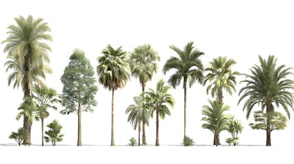 Obraz premium Tropical Palm Trees Cluster on Isolated White Background