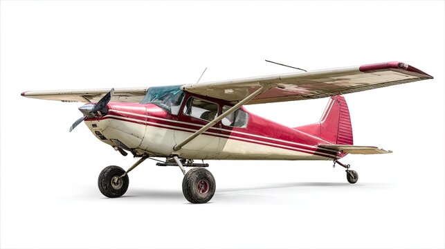 Vintage red and cream single-engine airplane