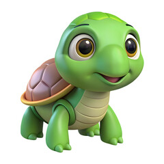 Fototapeta premium Adorable cartoonish green turtle with big expressive eyes full body studio shot