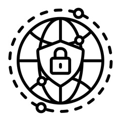 Internet Security icon with line style