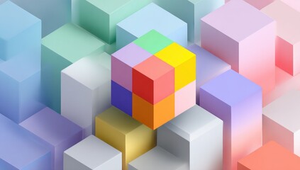 Naklejka premium Abstract geometric pattern of pastel-colored cubes
