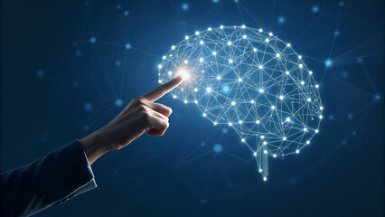 Artificial Intelligence AI, Neural Network Data Connection, Futuristic Tech Background, Blue Abstract Technology Concept