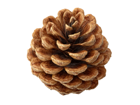 Close up of a detailed brown pine cone with open scales on a black background seed nature, Isolated On Png Transparent Background