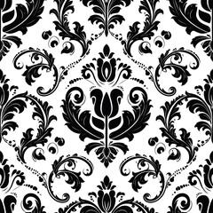 Ornate black and white damask pattern (1)