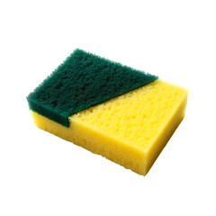 Yellow and green scrubbing sponge isolated on transparent background