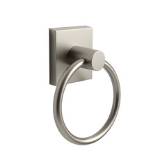 Modern brushed nickel towel ring holder isolated on transparent background