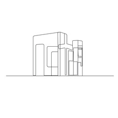 Office building  icon   continuous one line drawing of outline vector illustration 