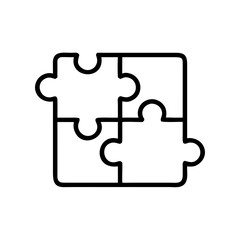 Line art of interconnected puzzle pieces in minimalist style  
