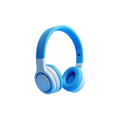 Bright blue modern headphones isolated on transparent background