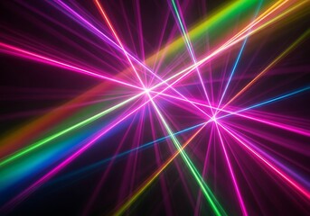 Colorful laser beams intersecting