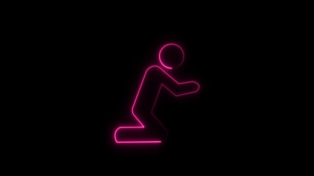 Neon Group People Icon Animation | Timberlake and Community Concept | Glowing Profile Symbol and Black Background..