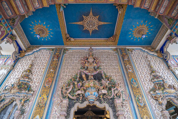Wat Pariwat Temple, is new famous Buddhism temple in Bangkok locate on Rama 3 Road, Bangkok Thailand. It features unique beautifully crafted Thai mosaic depictions of popular cultural icon