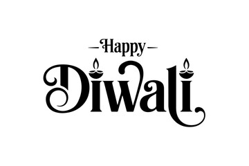 Happy Diwali decorative typography design festive calligraphy