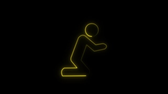 Neon Group People Icon Animation | Timberlake and Community Concept | Glowing Profile Symbol and Black Background..