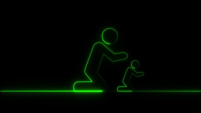 Neon Group People Icon Animation | Timberlake and Community Concept | Glowing Profile Symbol and Black Background..