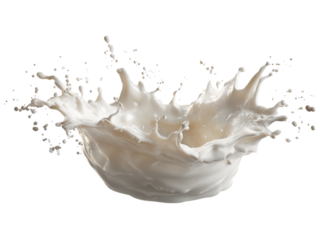 White Milk Splash Frozen In Mid Air With Many Droplets On Black Background liquid fluid, Isolated On Png Transparent Background