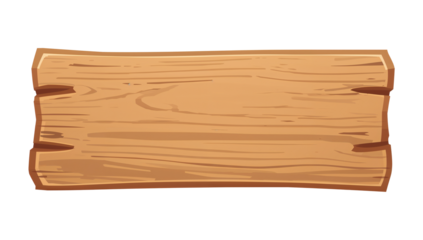 Cartoon wood plank with detailed grain, rustic style isolated on black background