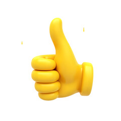 Yellow thumbs up emoji gesture isolated on transparent background
