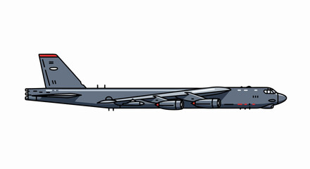 B-52 Stratofortress Strategic Bomber Aircraft Side View Illustration.