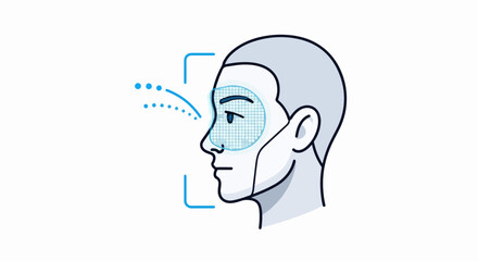 Facial Recognition Technology Scanning Face Illustration.