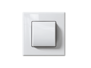 Modern White Light Switch with Square Button on a Black Background electrical switch wall switch, Isolated On Png Transparent Background