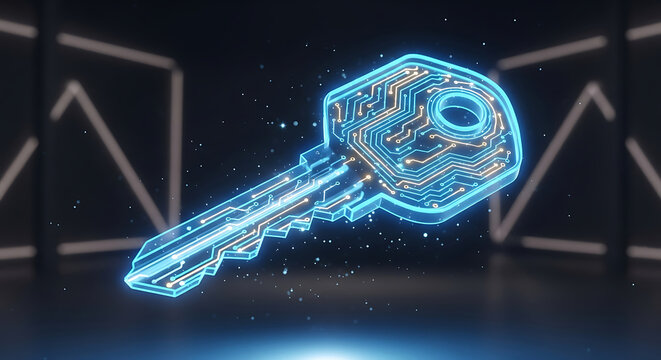 Digital Key with Circuit Board Pattern for Cybersecurity and Data Protection