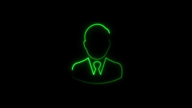 Neon Group People Icon Animation | Timberlake and Community Concept | Glowing Profile Symbol and Black Background..