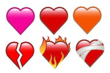 Set of hearts and shapes png graphic on a transparent background