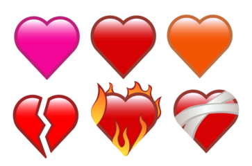 Set of hearts and shapes png graphic on a transparent background
