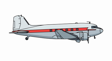 Vintage Airplane Illustration - Side View.