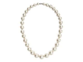Single strand pearl necklace arranged in a curve on black background pearls jewelry, Isolated On Png Transparent Background