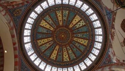 Ornate dome ceiling with stained glass