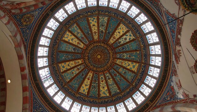 Ornate dome ceiling with stained glass