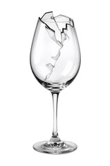 Fragile vessel aftermath a shattered wineglass with sharp fragmented edges in a pristine setting